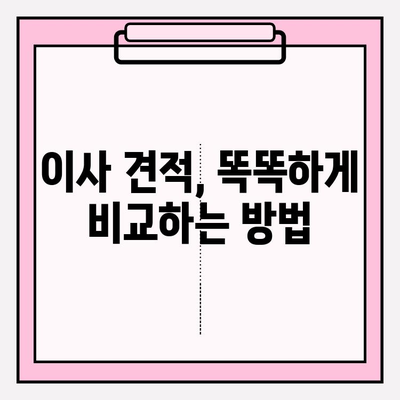 아파트 포장이사 비용 견적 비교 가이드| 꼼꼼하게 비교하고 최저가 찾기 | 이사 견적, 비용 절약, 포장이사 팁