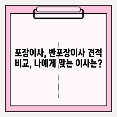 원룸 이사, 비용 걱정 끝!  포장이사 vs 반포장이사 견적 비교 & 추천 | 원룸 이사, 포장이사 비용, 반포장이사 견적, 이사 팁