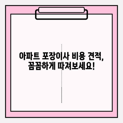 아파트 포장이사 비용 견적|  꼼꼼하게 따져보는 방법과 꿀팁 | 이사 비용 절약, 견적 비교, 포장이사 가이드