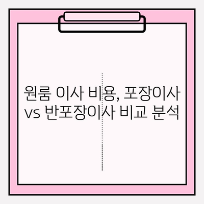 원룸 이사 견적 비교| 포장 이사 vs 반포장 이사, 어떤 게 나에게 맞을까? | 원룸 이사, 포장 이사 비용, 반포장 이사 비용, 견적 비교