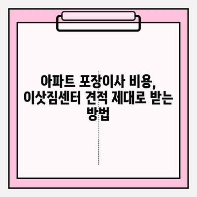 아파트 포장이사 비용, 이삿짐센터 견적 제대로 받는 방법| 꼼꼼하게 비교 분석하고 최저가 찾기 | 이사 견적, 비용 절약, 포장이사 가격