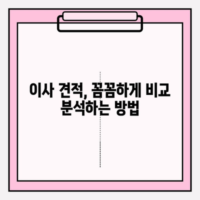 아파트 이사 견적, 제대로 받는 방법| 비교 분석 & 꿀팁 | 포장이사, 이삿짐센터, 견적 비교