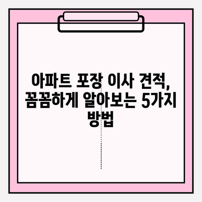 아파트 포장 이사 비용 견적, 이렇게 하면 꼼꼼하게 알 수 있어요! | 이사 비용, 견적 비교, 이사 업체 선택 팁