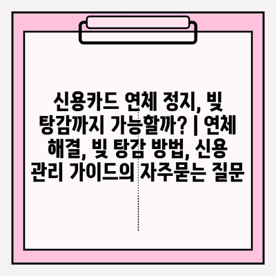 신용카드 연체 정지, 빚 탕감까지 가능할까? | 연체 해결, 빚 탕감 방법, 신용 관리 가이드