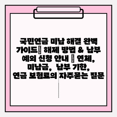 국민연금 미납 해결 완벽 가이드| 해제 방법 & 납부 예외 신청 안내 | 연체, 미납금,  납부 기한,  연금 보험료