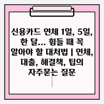 신용카드 연체 1일, 5일, 한 달... 힘들 때 꼭 알아야 할 대처법 | 연체, 대출, 해결책, 팁