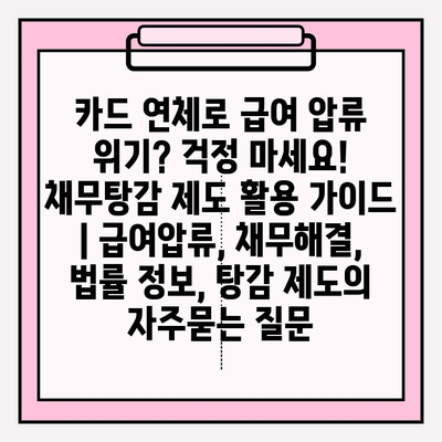 카드 연체로 급여 압류 위기? 걱정 마세요! 채무탕감 제도 활용 가이드 | 급여압류, 채무해결, 법률 정보, 탕감 제도