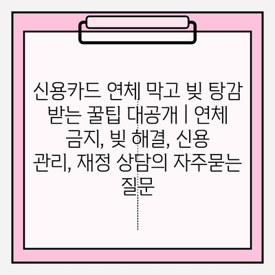 신용카드 연체 막고 빚 탕감 받는 꿀팁 대공개 | 연체 금지, 빚 해결, 신용 관리, 재정 상담