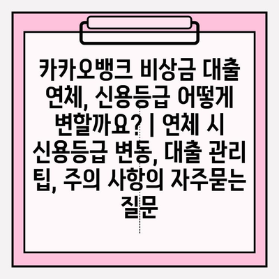 카카오뱅크 비상금 대출 연체, 신용등급 어떻게 변할까요? | 연체 시 신용등급 변동, 대출 관리 팁, 주의 사항