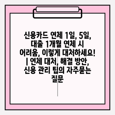 신용카드 연체 1일, 5일, 대출 1개월 연체 시 어려움, 이렇게 대처하세요! | 연체 대처, 해결 방안, 신용 관리 팁