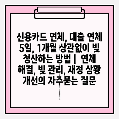 신용카드 연체, 대출 연체 5일, 1개월 상관없이 빚 청산하는 방법 |  연체 해결, 빚 관리, 재정 상황 개선