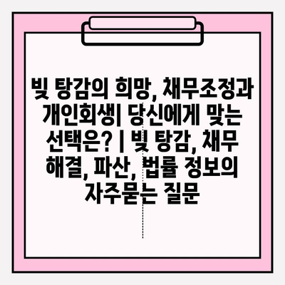 빚 탕감의 희망, 채무조정과 개인회생| 당신에게 맞는 선택은? | 빚 탕감, 채무 해결, 파산, 법률 정보