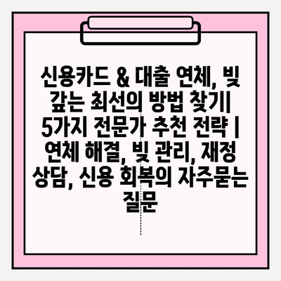 신용카드 & 대출 연체, 빚 갚는 최선의 방법 찾기| 5가지 전문가 추천 전략 | 연체 해결, 빚 관리, 재정 상담, 신용 회복
