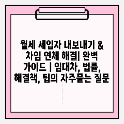 월세 세입자 내보내기 & 차임 연체 해결| 완벽 가이드 | 임대차, 법률, 해결책, 팁