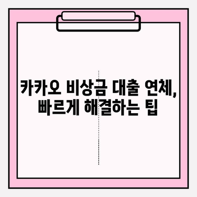 카카오 비상금 대출 연체, 이렇게 해결하세요! | 신용 등급 보호, 연체 해결 가이드