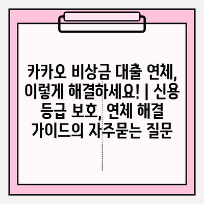 카카오 비상금 대출 연체, 이렇게 해결하세요! | 신용 등급 보호, 연체 해결 가이드