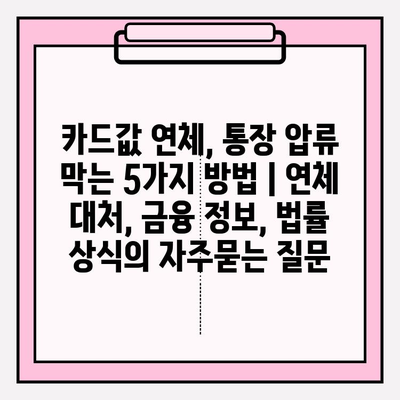 카드값 연체, 통장 압류 막는 5가지 방법 | 연체 대처, 금융 정보, 법률 상식