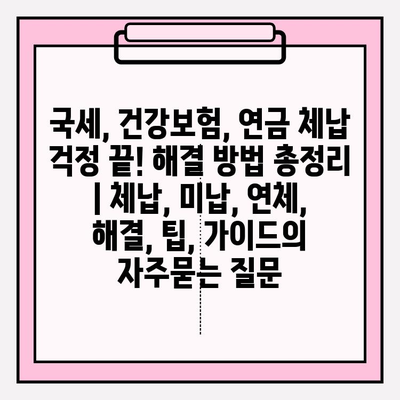 국세, 건강보험, 연금 체납 걱정 끝! 해결 방법 총정리 | 체납, 미납, 연체, 해결, 팁, 가이드