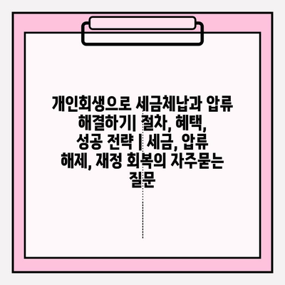 개인회생으로 세금체납과 압류 해결하기| 절차, 혜택, 성공 전략 | 세금, 압류 해제, 재정 회복