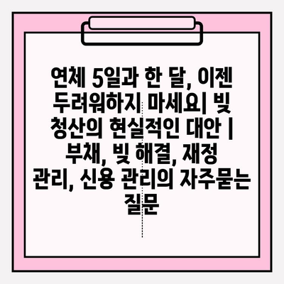 연체 5일과 한 달, 이젠 두려워하지 마세요| 빚 청산의 현실적인 대안 | 부채, 빚 해결, 재정 관리, 신용 관리