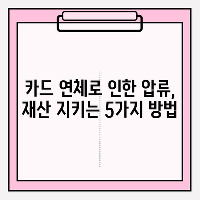 카드 연체로 인한 압류, 재산을 지키는 5가지 방법 | 카드 연체, 압류, 재산 보호, 법률 상담, 해결 방안