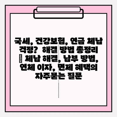 국세, 건강보험, 연금 체납 걱정?  해결 방법 총정리 | 체납 해결, 납부 방법, 연체 이자, 면제 혜택