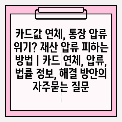 카드값 연체, 통장 압류 위기? 재산 압류 피하는 방법 | 카드 연체, 압류, 법률 정보, 해결 방안