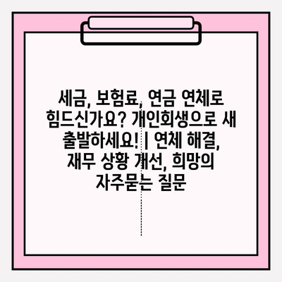 세금, 보험료, 연금 연체로 힘드신가요? 개인회생으로 새 출발하세요! | 연체 해결, 재무 상황 개선, 희망