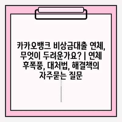 카카오뱅크 비상금대출 연체, 무엇이 두려운가요? | 연체 후폭풍, 대처법, 해결책