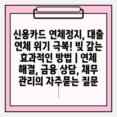 신용카드 연체정지, 대출 연체 위기 극복! 빚 갚는 효과적인 방법 | 연체 해결, 금융 상담, 채무 관리