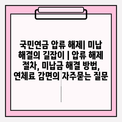 국민연금 압류 해제| 미납 해결의 길잡이 | 압류 해제 절차, 미납금 해결 방법, 연체료 감면