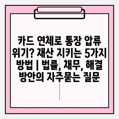 카드 연체로 통장 압류 위기? 재산 지키는 5가지 방법 | 법률, 채무, 해결 방안