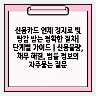 신용카드 연체 정지로 빚 탕감 받는 정확한 절차| 단계별 가이드 | 신용불량, 채무 해결, 법률 정보