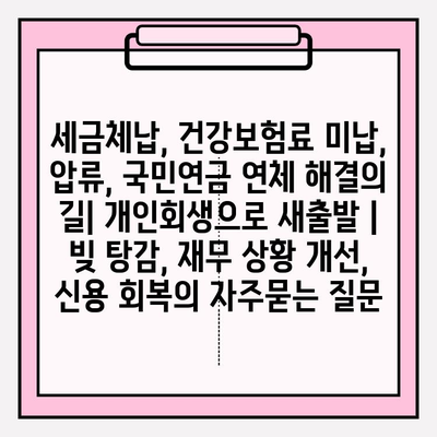 세금체납, 건강보험료 미납, 압류, 국민연금 연체 해결의 길| 개인회생으로 새출발 | 빚 탕감, 재무 상황 개선, 신용 회복