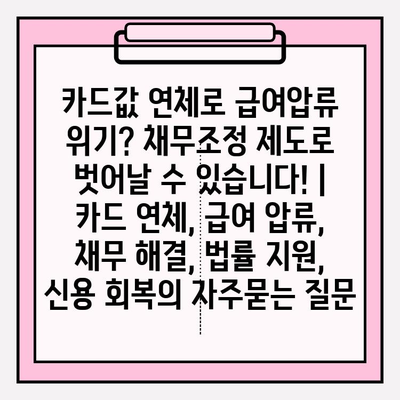 카드값 연체로 급여압류 위기? 채무조정 제도로 벗어날 수 있습니다! | 카드 연체, 급여 압류, 채무 해결, 법률 지원, 신용 회복