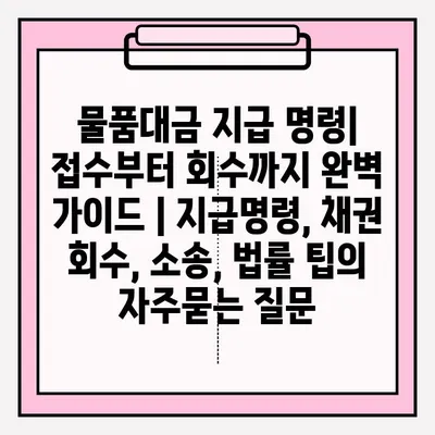 물품대금 지급 명령| 접수부터 회수까지 완벽 가이드 | 지급명령, 채권 회수, 소송, 법률 팁