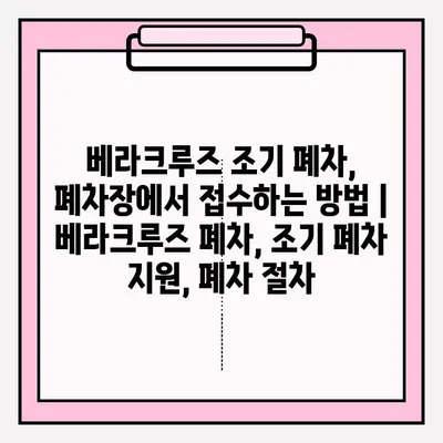 베라크루즈 조기 폐차, 폐차장에서 접수하는 방법 | 베라크루즈 폐차, 조기 폐차 지원, 폐차 절차