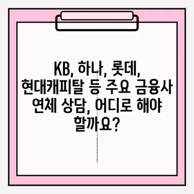 대출 연체 상담| KB, 하나, 롯데, 현대캐피탈, 개인회생 | 연체 해결 가이드, 상담 방법, 전문가 추천