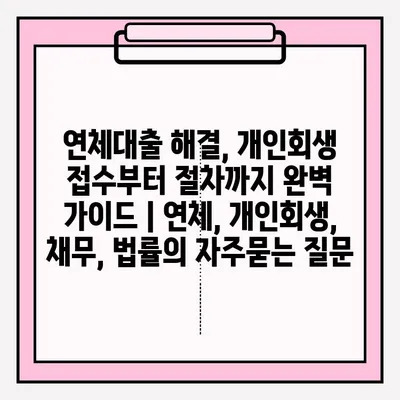 연체대출 해결, 개인회생 접수부터 절차까지 완벽 가이드 | 연체, 개인회생, 채무, 법률