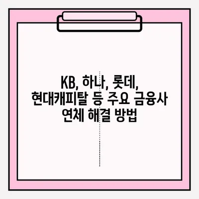 대출금 연체, 이제 걱정하지 마세요| KB, 하나, 롯데, 현대캐피탈 연체부터 불법사채, 개인회생 접수까지 완벽 가이드 | 연체 해결, 개인회생, 채무 탕감, 금융 상담