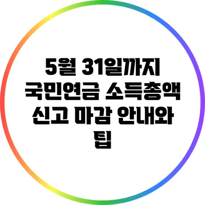 5월 31일까지 국민연금 소득총액 신고 마감 안내와 팁