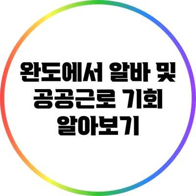 완도에서 알바 및 공공근로 기회 알아보기