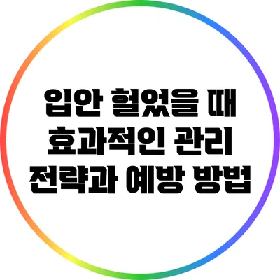 입안 헐었을 때 효과적인 관리 전략과 예방 방법