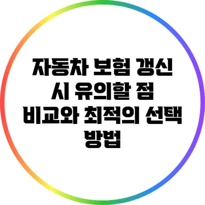 자동차 보험 갱신 시 유의할 점 비교와 최적의 선택 방법