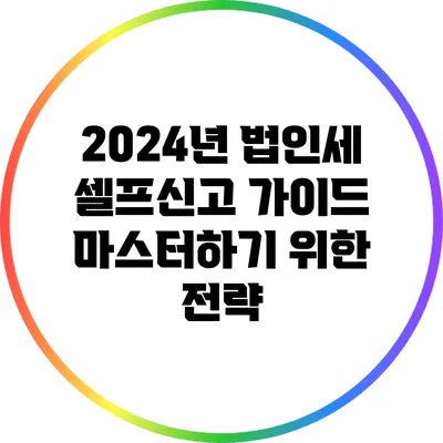 2024년 법인세 셀프신고 가이드: 마스터하기 위한 전략