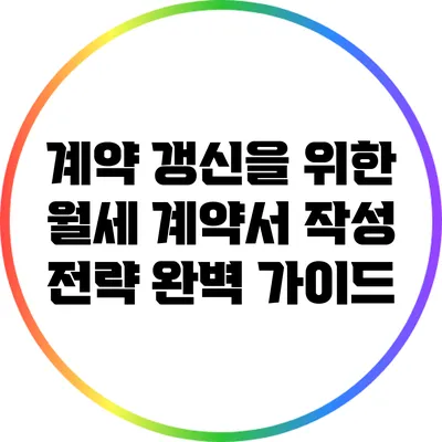 계약 갱신을 위한 월세 계약서 작성 전략 완벽 가이드