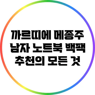 까르띠에 메종주: 남자 노트북 백팩 추천의 모든 것