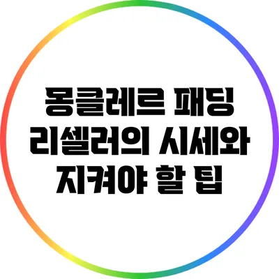 몽클레르 패딩 리셀러의 시세와 지켜야 할 팁