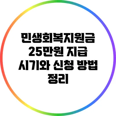 민생회복지원금 25만원 지급 시기와 신청 방법 정리