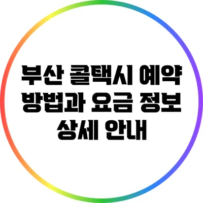 부산 콜택시 예약 방법과 요금 정보 상세 안내